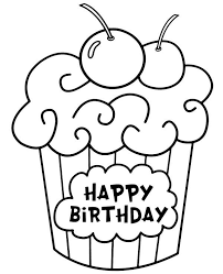 Happy birthday cupcake coloring page